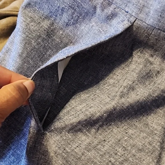 Banana Republic Mens Linen Blend Classic Fit  Blue White Trousers  Size 35 30 - Picture 10 of 11